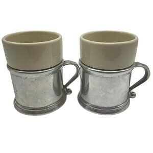 Wilton Armetale VTG Pewter Mug with Ceramic Insert RWP Royal Wilton Pewter (2)